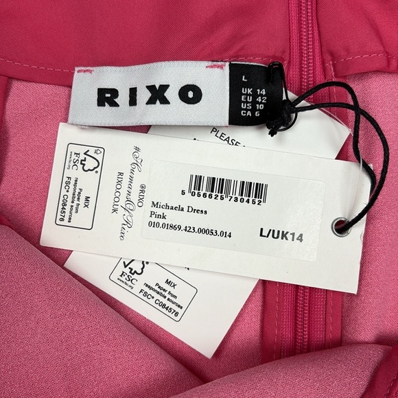 NWT Rixo Michaela Sleeveless Empire Column Mini Dress Bubblegum Pink 10 - Picture 8 of 10